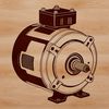 Vector design of a motor with industrial features and elements.