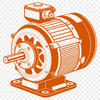 An editable vector design of an electric motor with various technical parts.