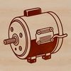 Illustration of a motor with detailed mechanical components in vector format.