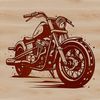 An intricate vector design of a motorbike featuring a detailed engine and road layout.