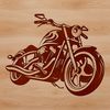 A stylized illustration of a motorbike, designed as a vector graphic for digital use.