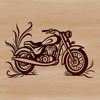 Ornate motorcycle design with detailed lines and shapes, ideal for vector art projects.