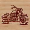 A stylized illustration of a motorcycle with bold lines and dynamic proportions.