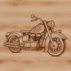 A detailed illustration of a motorcycle with sleek design and curved lines.
