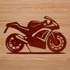 A simple motorcycle illustration with sleek design features.