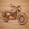 A stylized illustration of a motorcycle with sleek lines and minimalist design.