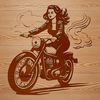 An outline vector graphic of a motorbike in a modern style.