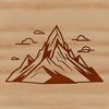 A high-resolution SVG image of a mountain silhouette with detailed contour lines.