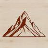 A 3D illustration of a mountain landscape with layered peaks and valleys.