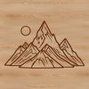 A digital illustration of a mountain landscape with peaks and valleys in a vector format.