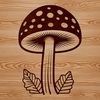A detailed illustration of a mushroom in various formats, suitable for printing and cutting.