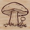 A high-quality digital illustration of a mushroom for graphic design projects.