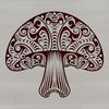 A detailed illustration of a mushroom with ornate details and realistic texture.