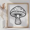 Close-up illustration of a mushroom with cap and stem, ideal for clip art or vector design projects.