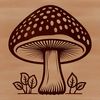 Mushroom Vector Graphic An intricately designed vector graphic of a single mushroom with rounded cap and stem.