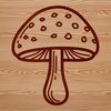 A simple line drawing illustration of a mushroom for vector art and design.
