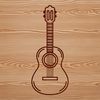 Simple Guitar Design SVG File Simple line drawing of a guitar for music enthusiasts.