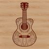 Guitar Design Vector Art Ornate guitar design made from vector shapes, suitable for digital editing in programs like Illustrator and Photoshop.