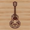 Ornate Vector Art Guitar Design A detailed illustration of a guitar with intricate designs, suitable for vector art projects.
