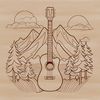 Beautiful Instrument Illustration A detailed illustration of a musical instrument, specifically a guitar.