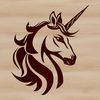 Magical Unicorn Head Icon A stylized illustration of a mythical unicorn's head in vector format.
