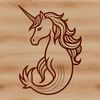 A mythical creature with the upper body of a mermaid and the lower body of a horse, resembling a unicorn.