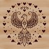 Love-Radiant Phoenix Clip Art A stylized mythical creature with outstretched wings, surrounded by intertwined love hearts.