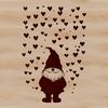 A standing mythical creature with love hearts, resembling a mix between a dwarf and a gonk.