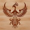 Mythical Phoenix Silhouette in Vector Format A mythical phoenix with outstretched wings, depicted in high-quality vector art format.