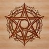 A detailed illustration of a witch surrounded by mystical symbols, suitable for use in crafting and design.