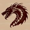A mythical creature with scales and wings, depicted in a simplified design.