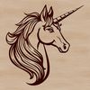 An illustration of a unicorn's head featuring a stylized equine design with a distinctive horn, suitable for digital use.