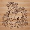 Elegant Myths and Legends Illustration Illustration of an ornate mythical creature with a single horn, inspired by fairy tale traditions.