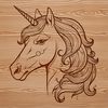 Mythical Horse with Single Horn A mythical creature with a horse head and single horn, suitable for various uses in design.