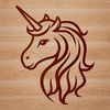 A fantasy mythical creature with a single horn on its forehead, depicted in vector format as a digital illustration.