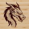 A digital illustration of a mythical creature's head, designed as vector art for various applications.