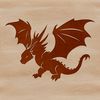 Fire-Breathing Fantasy Icon A large, fire-breathing mythical creature with scales and wings, suitable for vector graphics and digital design.