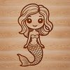 Underwater Fantasy Creature Vector Graphic A mythical underwater creature with human upper body and fish lower body, depicted in vector format.