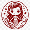 Underwater Enchantress Digital Vector Art A mythical underwater creature with a human upper body and fish lower body, depicted in a digital vector format.