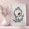A stylized image of a mythical phoenix with vibrant plumage and outstretched wings.