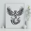 Flaming Bird SVG Graphic Design A mythical creature with the body of a bird and flames rising from its back, depicted as a vector graphic.