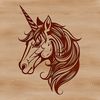 A colorful, mythical creature with a horse head and magical features, suitable for various design projects.