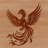 An ornate illustration of a phoenix in mid-flight, ready for customization or printing.