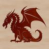 Customizable Dragon SVG Template A detailed illustration of a mythical dragon with scales and wings.