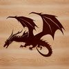 Fantasy Dragon Vector Art A large, fire-breathing mythical creature with scales and wings, depicted in vector format.