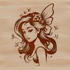 Whimsical Fairy on a Floral Background A mythical creature with wings and a delicate head, set against a floral background.