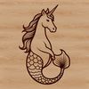 Magical Aquatic Creature Vector Graphic A mythical aquatic creature with horse-like features and a mermaid's tail, designed as a vector graphic.