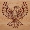A mythical creature with a bird's body and flames rising from its back.