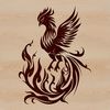 Vector Mythical Creature Design A detailed illustration of a mythical phoenix in ornate style, suitable for vector art designs.