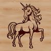 A mythical creature with a horse's body and a single horn on its forehead, suitable for vector art projects.